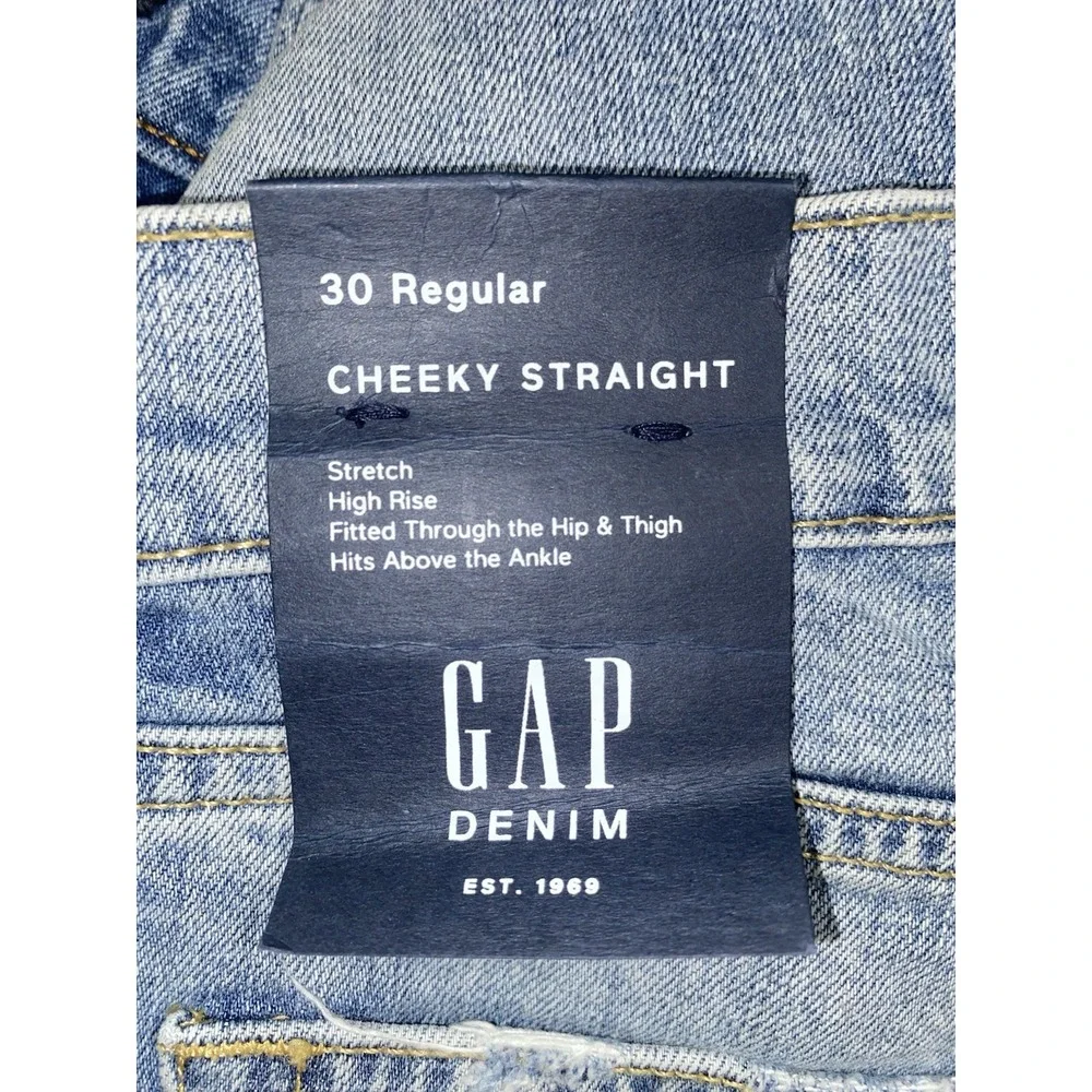 GAP High Rise Cheeky Straight Jeans‎ with Distressed Detail 30 Regular NWT